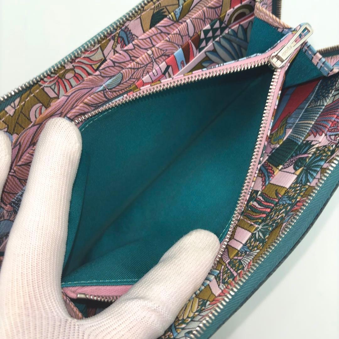 HERMÈSエルメス アザップ　シルクイン ロング　AU刻印　ブルー　長財布