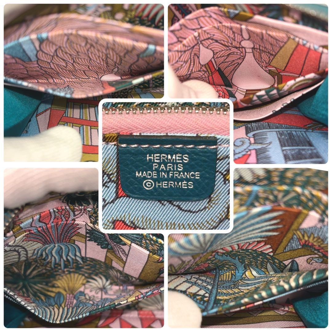 HERMÈSエルメス アザップ　シルクイン ロング　AU刻印　ブルー　長財布