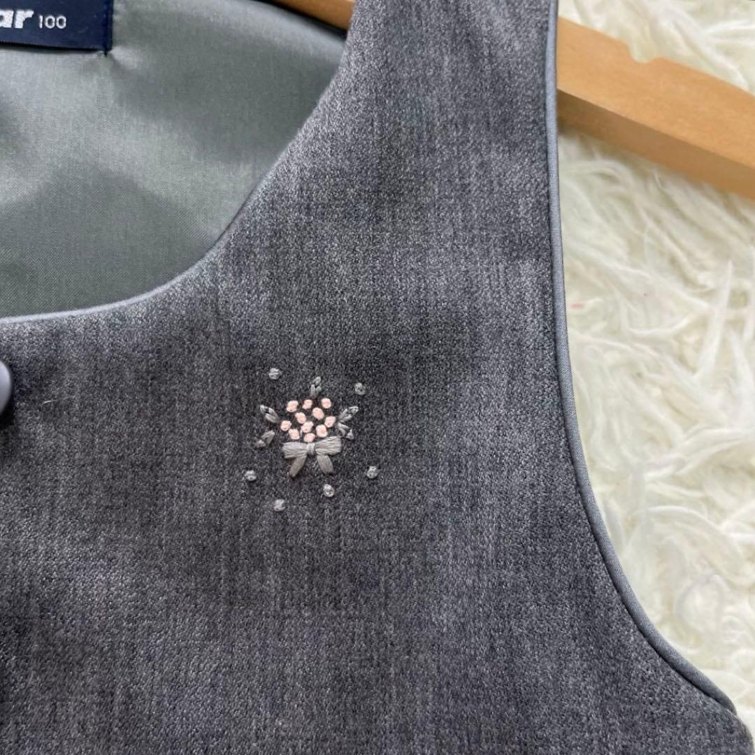 極美品✨ファミリア100アンサンブルスーツ3点　受験　通塾グレー110フォーマル