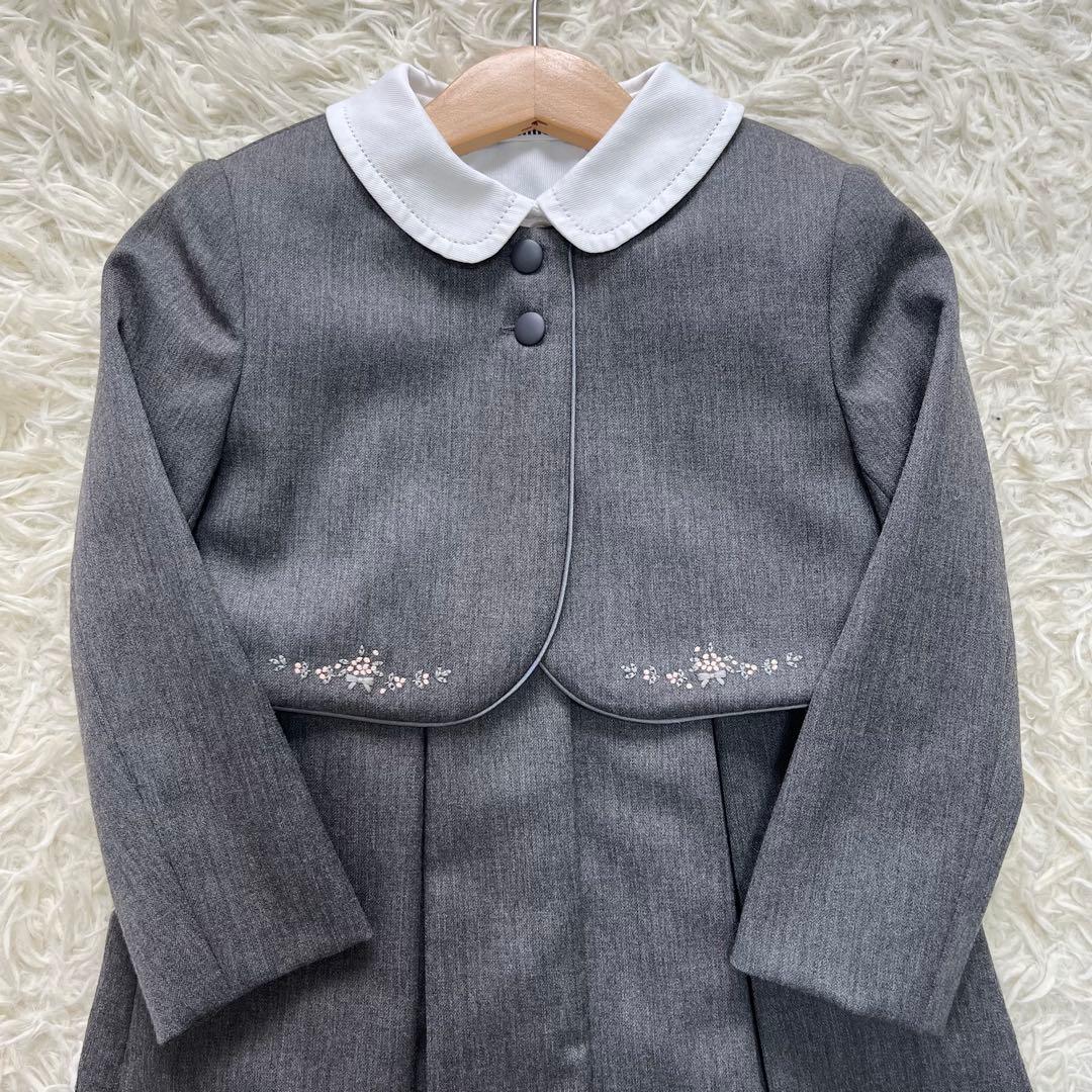 極美品✨ファミリア100アンサンブルスーツ3点　受験　通塾グレー110フォーマル