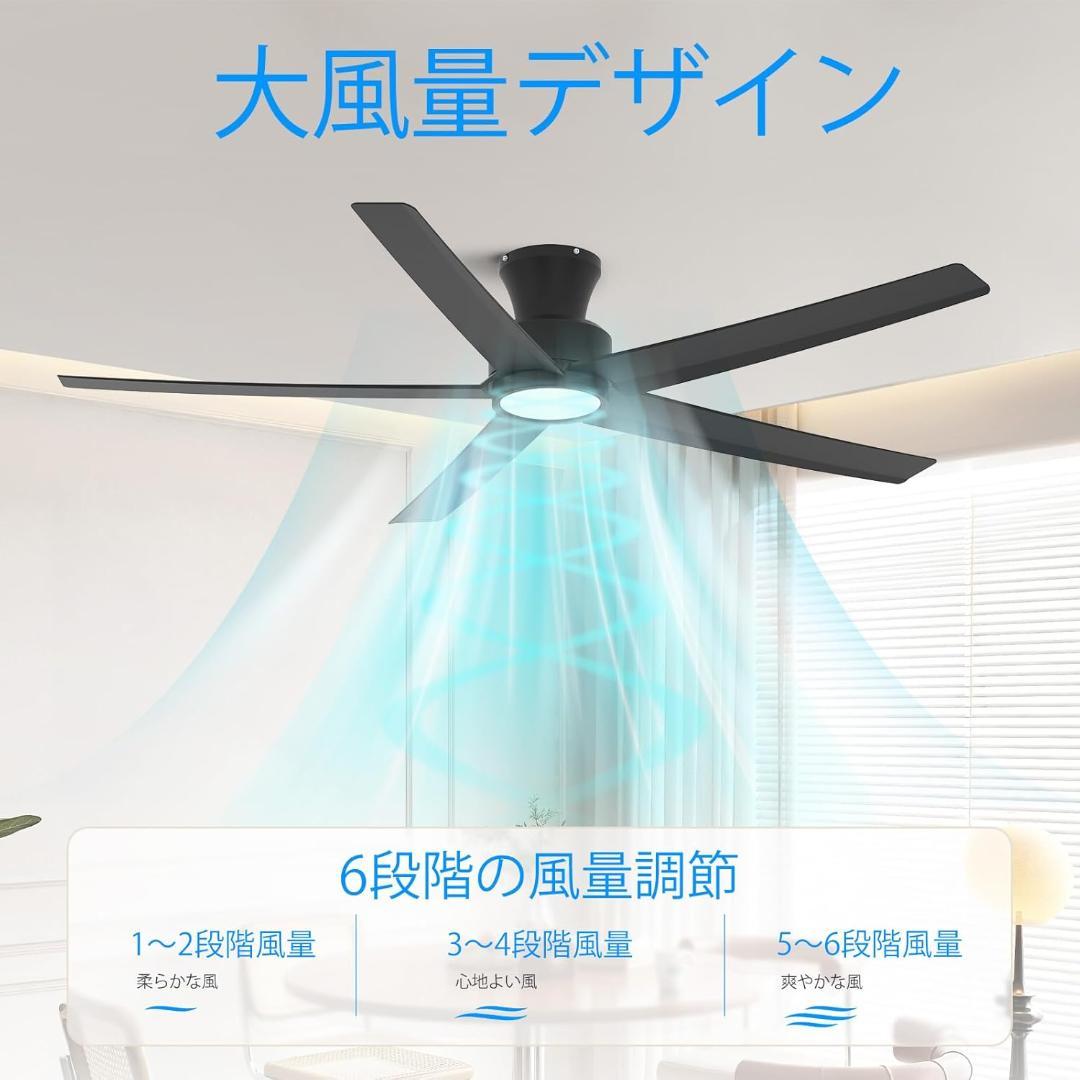 TALOYA シーリングファンライト ブラック 132cm LED DCモーター