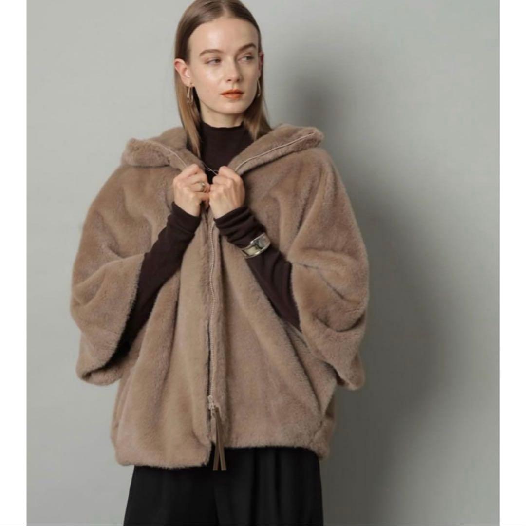 ジャスミン　CADUNE川上桃子さんコラボ　ファーコート　キャメル　38