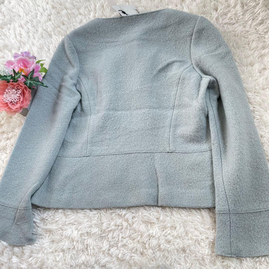 新品　ユキトリイ　フリル　ジャケット40サイズ パール　ジップアップ