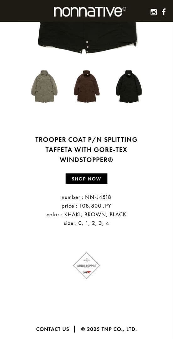 24AW nonnative NN-J4518 ブラック モッズコート