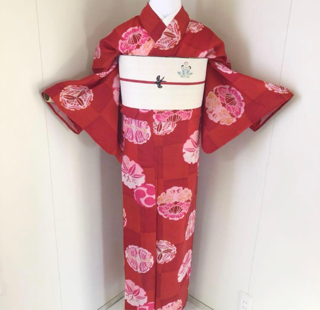 撫松庵　浴衣　赤　雪輪