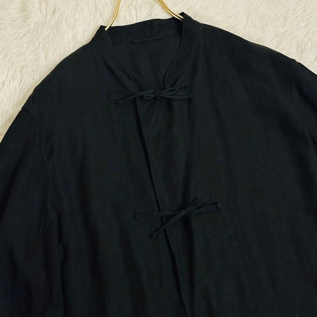 極美品 コモリ リネンブレンド スタンドカラージャケット 黒 3 COMOLI