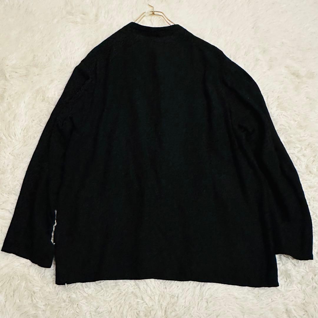 極美品 コモリ リネンブレンド スタンドカラージャケット 黒 3 COMOLI