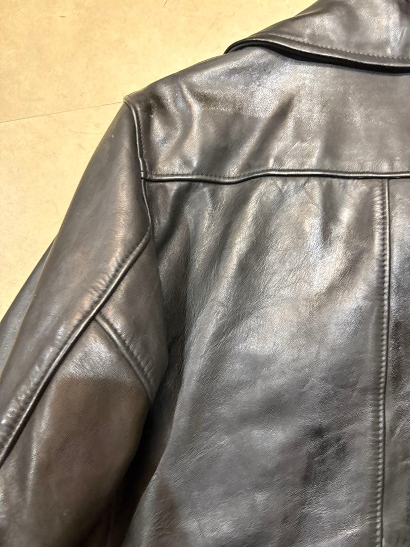美品 SCHOTT レザー ピーコート40 XLブラック USA製 ショット