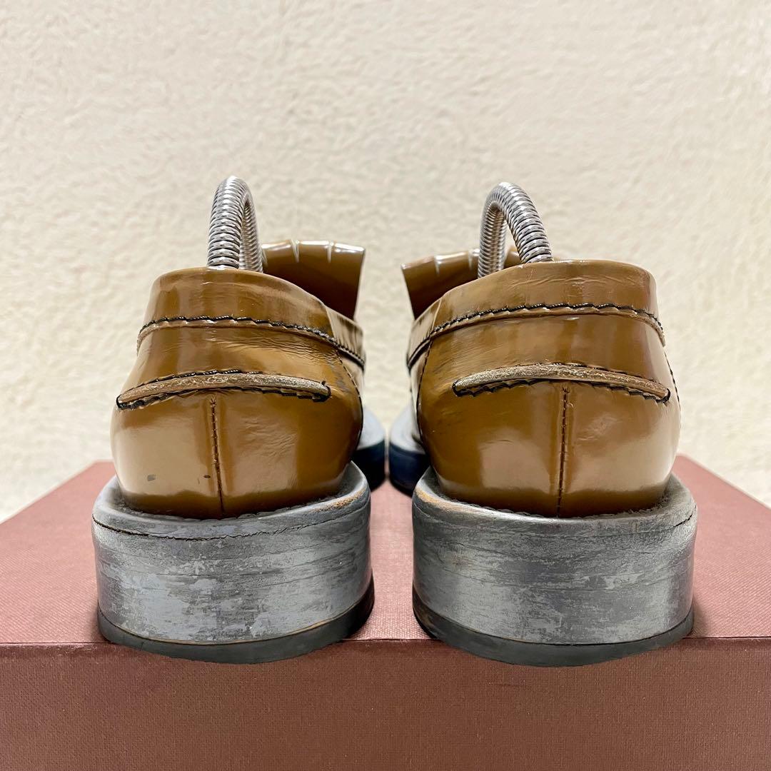 MARNI マルニ フリンジ キルト レザー 厚底ローファー キャメル 36