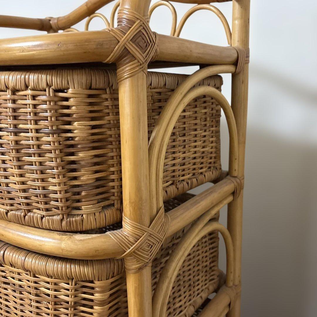 ま*ん様 ナチュラルラタン 4段チェスト