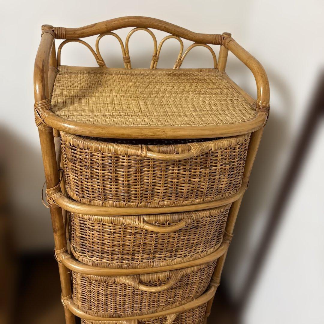 ま*ん様 ナチュラルラタン 4段チェスト