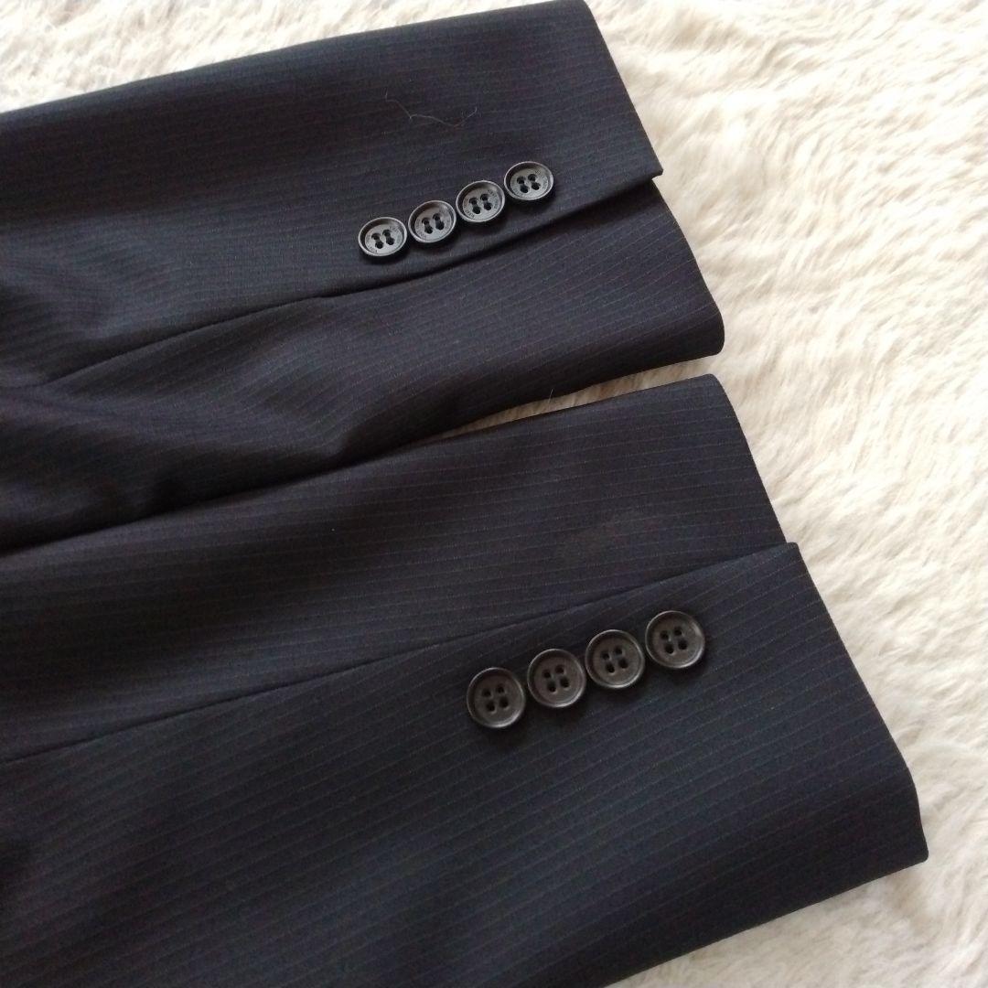 【23区】美品 ストライプ セットアップ スーツ ネイビー 大きいサイズ 46