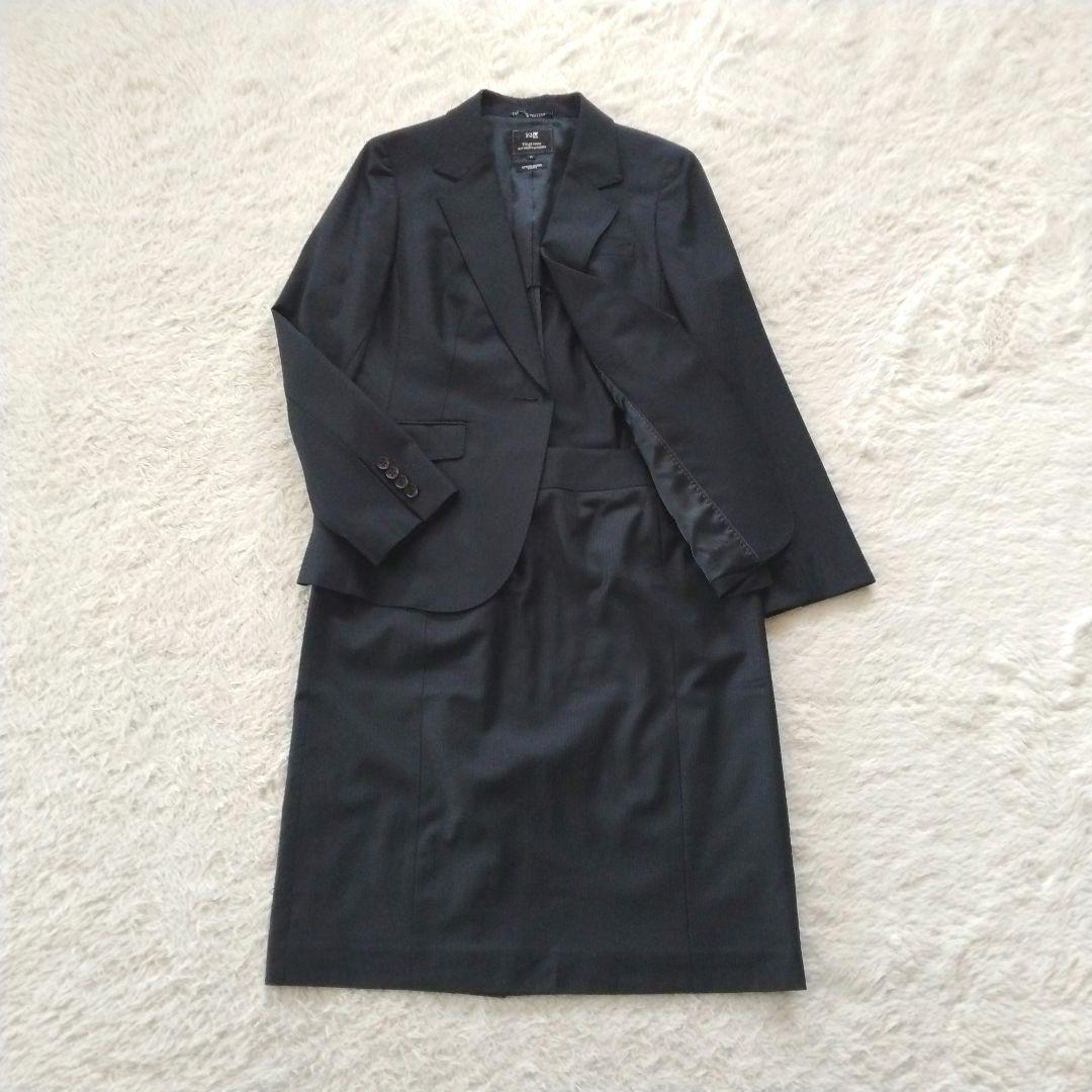 【23区】美品 ストライプ セットアップ スーツ ネイビー 大きいサイズ 46