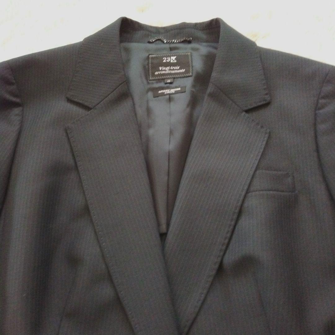 【23区】美品 ストライプ セットアップ スーツ ネイビー 大きいサイズ 46