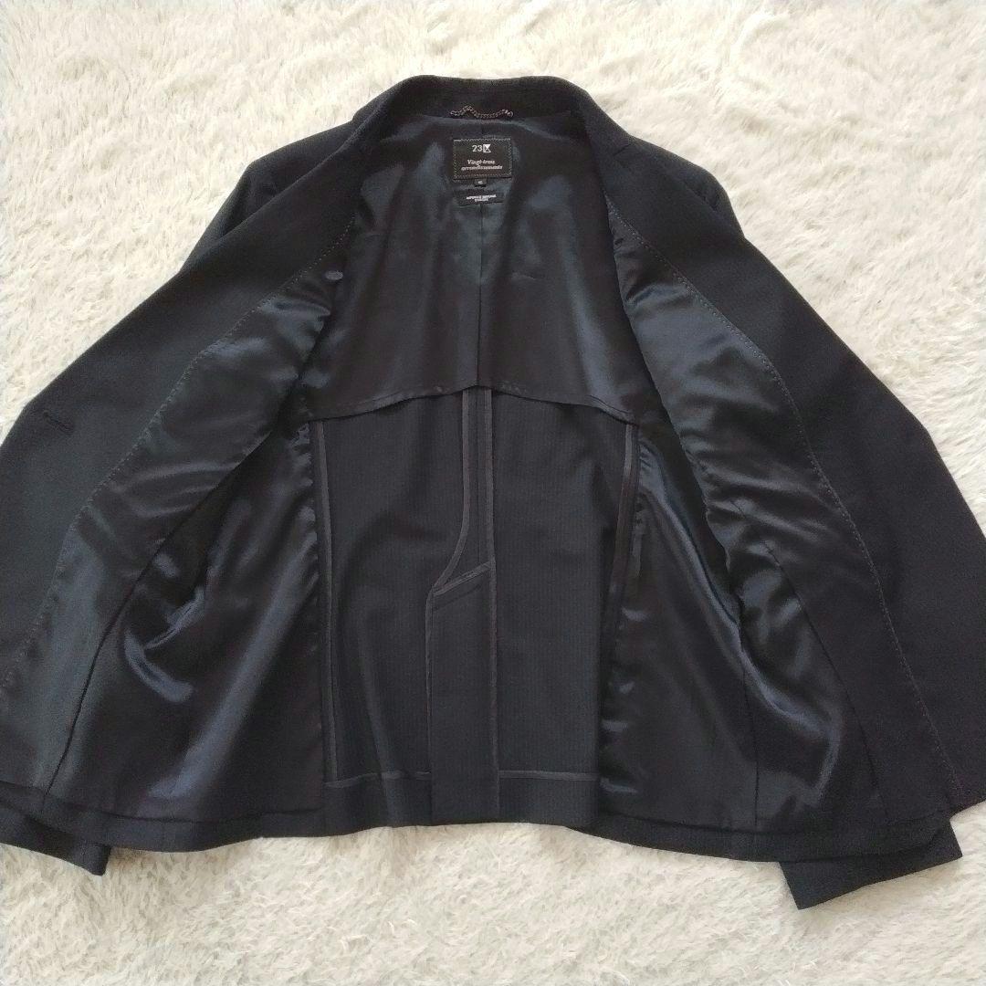 【23区】美品 ストライプ セットアップ スーツ ネイビー 大きいサイズ 46