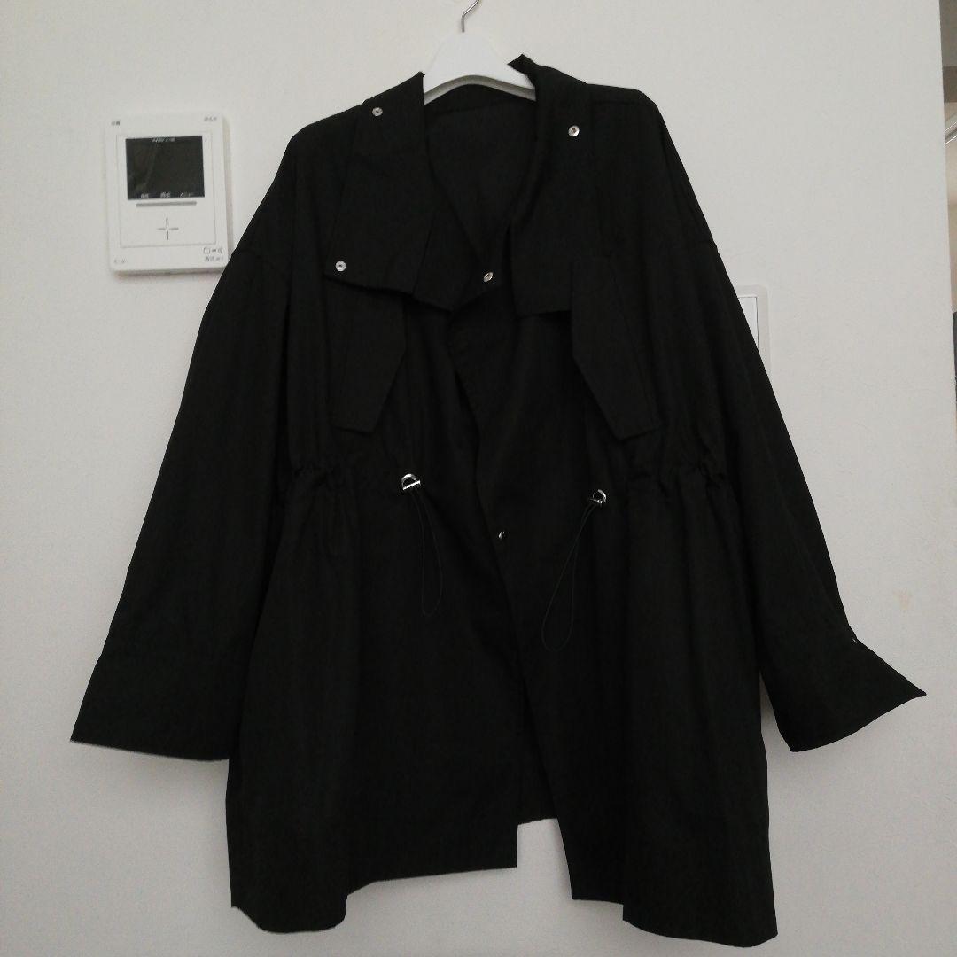 ADAM ET ROPE' スタンドカラーハーフモッズコート　ブラック