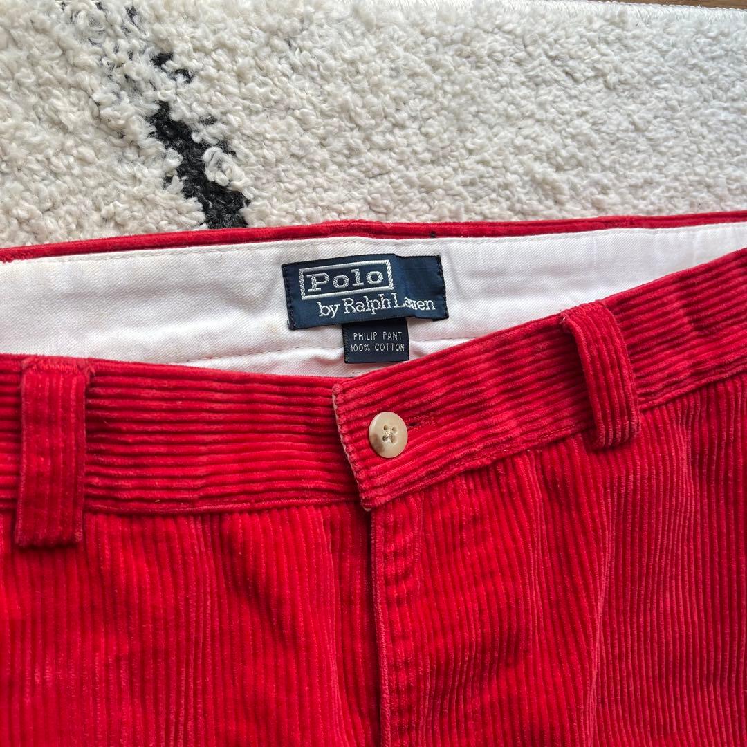Polo by Ralph Lauren 赤 コーデュロイパンツ 太畝 90s