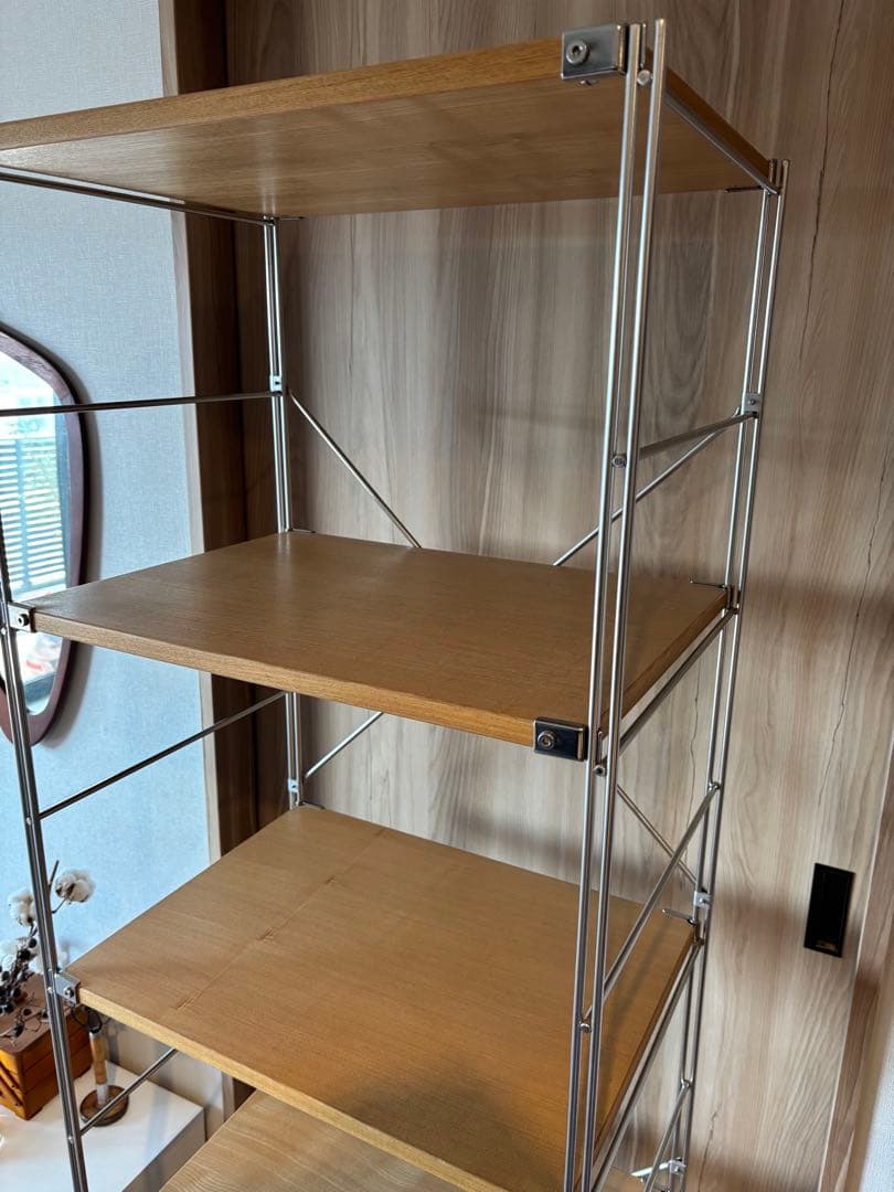 無印 ステンレスユニットシェルフ　タモ材棚セット　大　中古