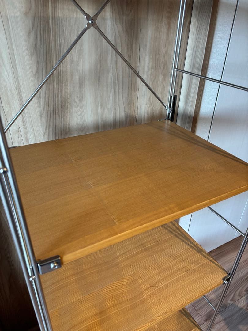 無印 ステンレスユニットシェルフ　タモ材棚セット　大　中古