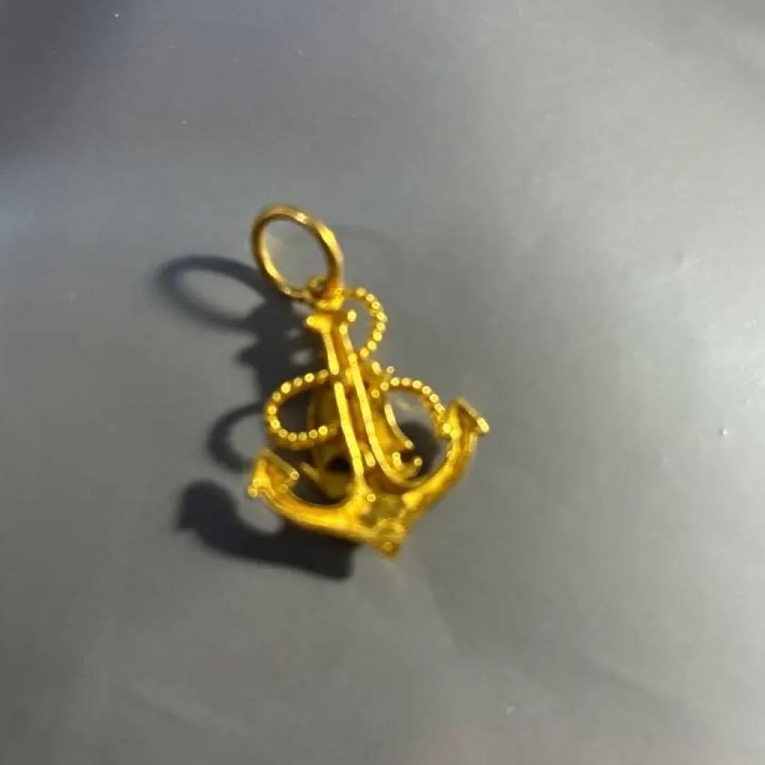 22金　チャーム　錨と帆船のデザイン