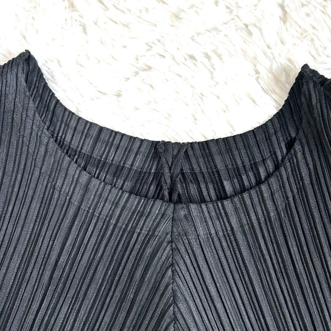 【美品】プリーツプリーズ バウンスチュニック ワンピース 斜めプリーツ 黒 3