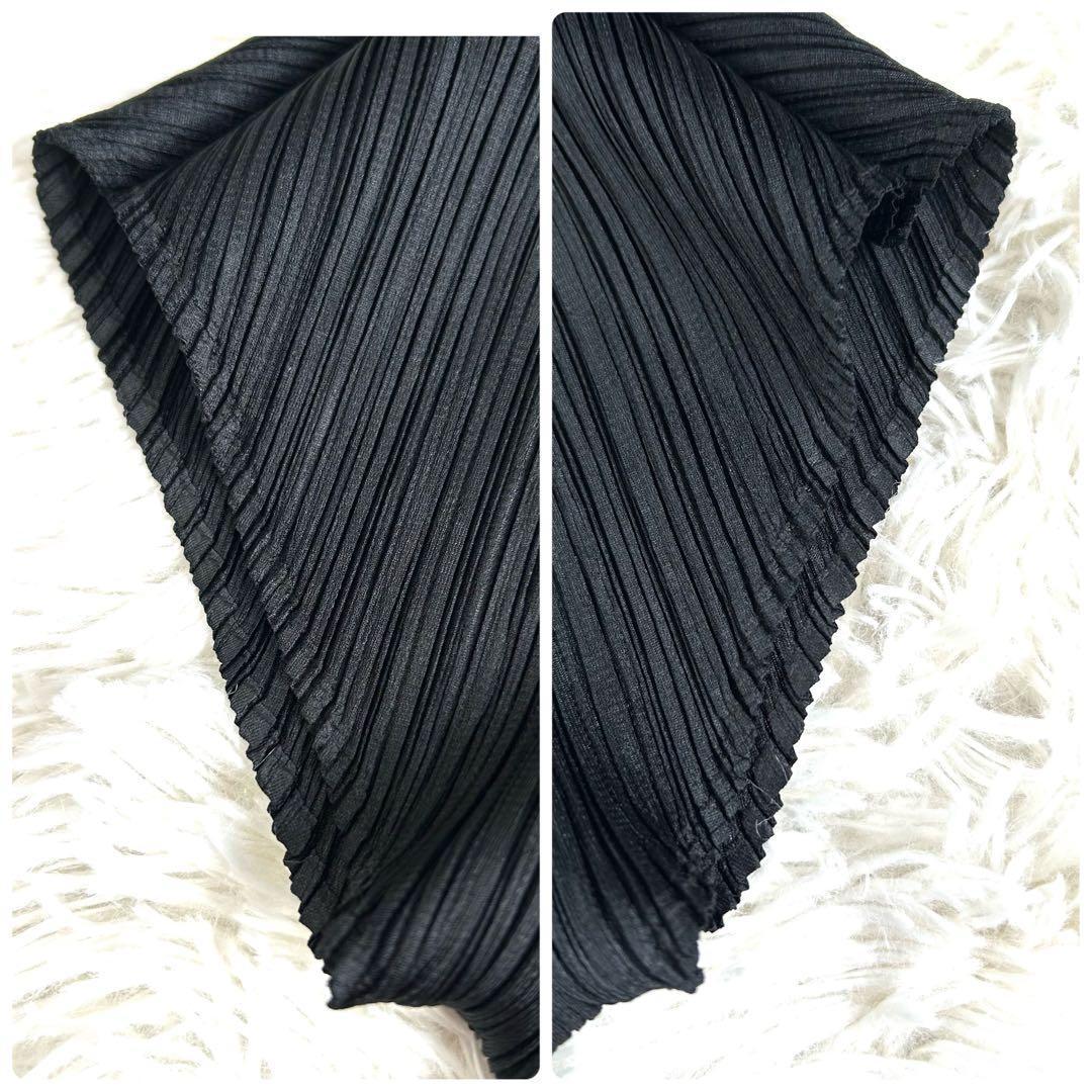 【美品】プリーツプリーズ バウンスチュニック ワンピース 斜めプリーツ 黒 3