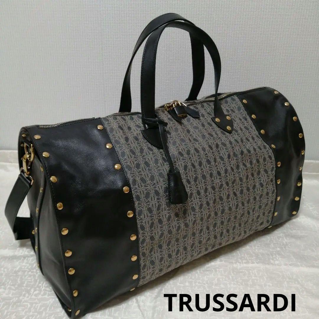 TRUSSARDI トラサルディ レザー×総柄 ボストンバッグ 美品✨