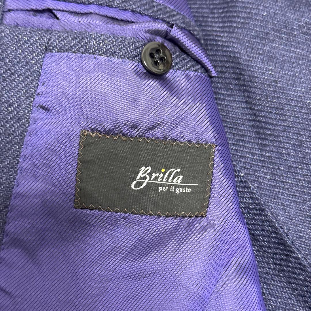 【美品】シルク混 ブリッラペルイルグスト テーラードジャケット 紺ブレ ブレザー