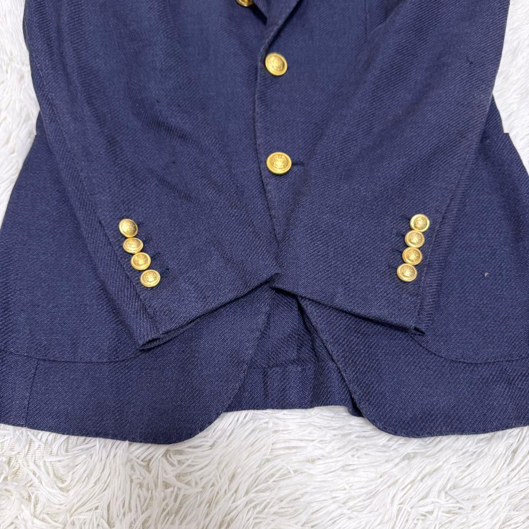 【美品】シルク混 ブリッラペルイルグスト テーラードジャケット 紺ブレ ブレザー