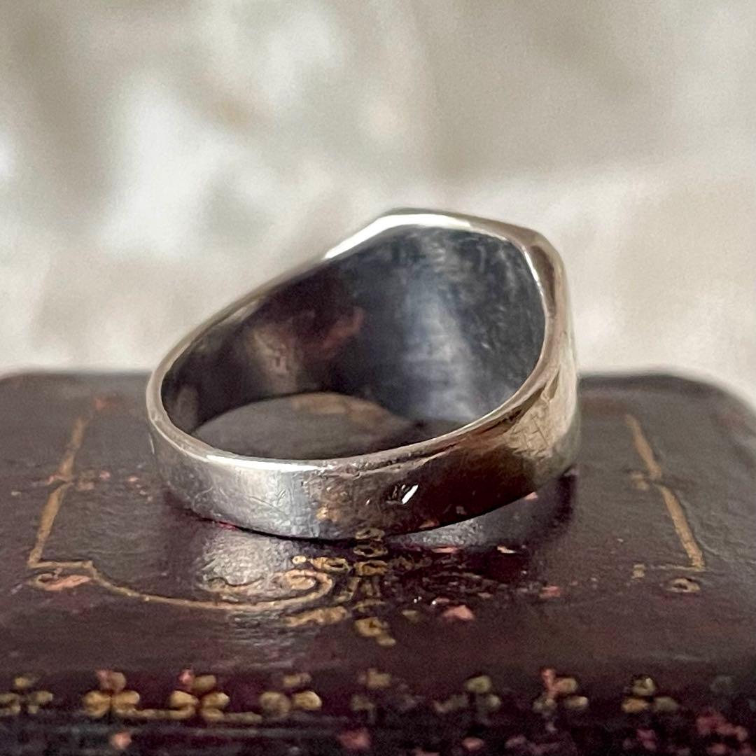 ブギウギ 　純銀製紋章デザインリング　フランスアンティーク　シグネット指輪