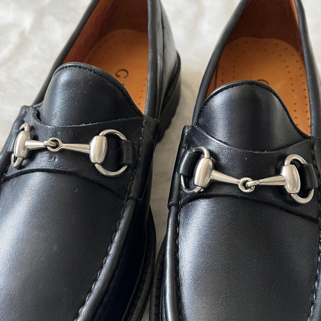 未使用✨GUCCIグッチ　ホースビットローファー　レザー　ブラック　厚底　黒