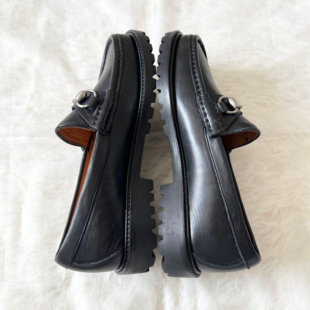 未使用✨GUCCIグッチ　ホースビットローファー　レザー　ブラック　厚底　黒