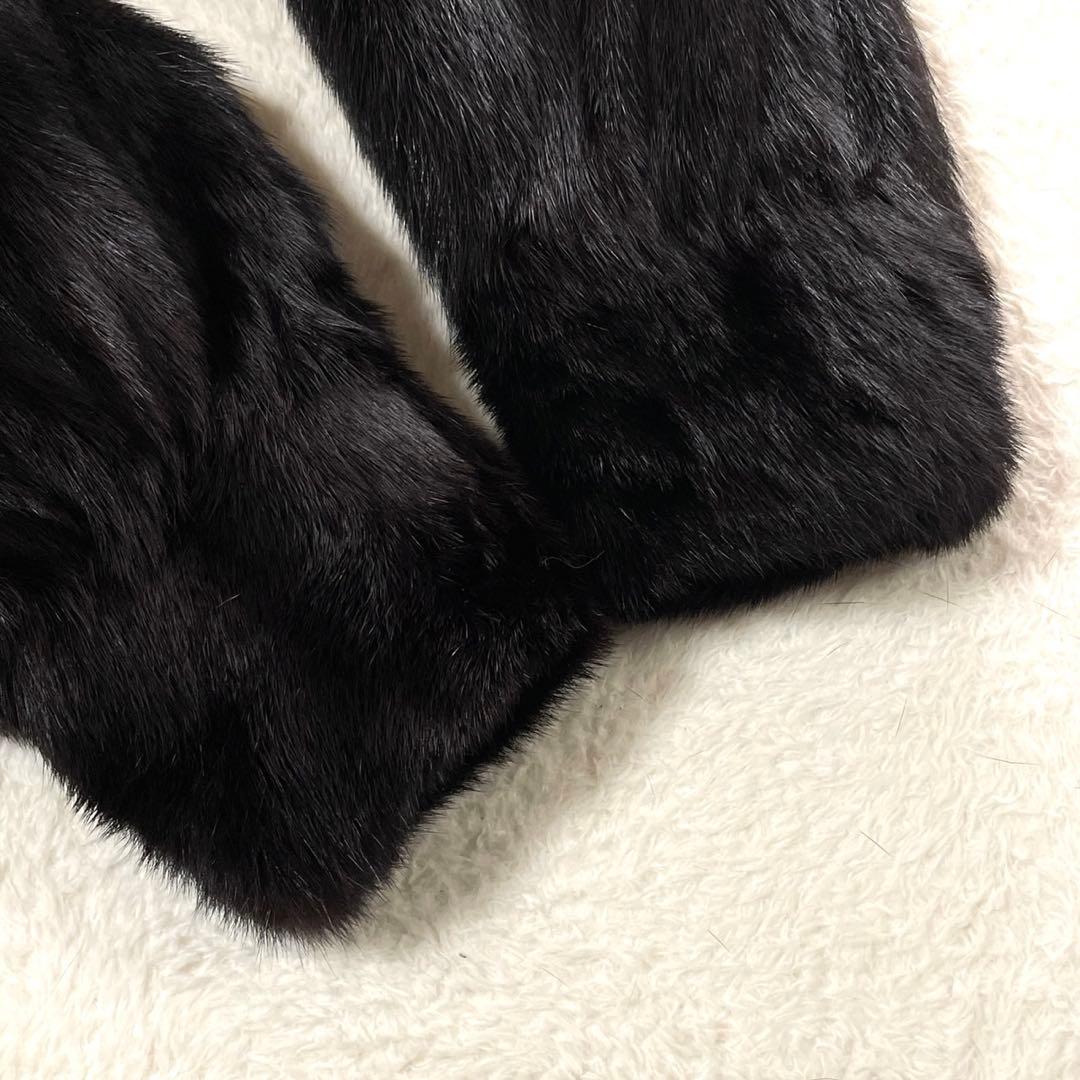 ブラックグラマ 金ボタン ミンク 毛皮 コート リアルファー L相当 毛並み◎