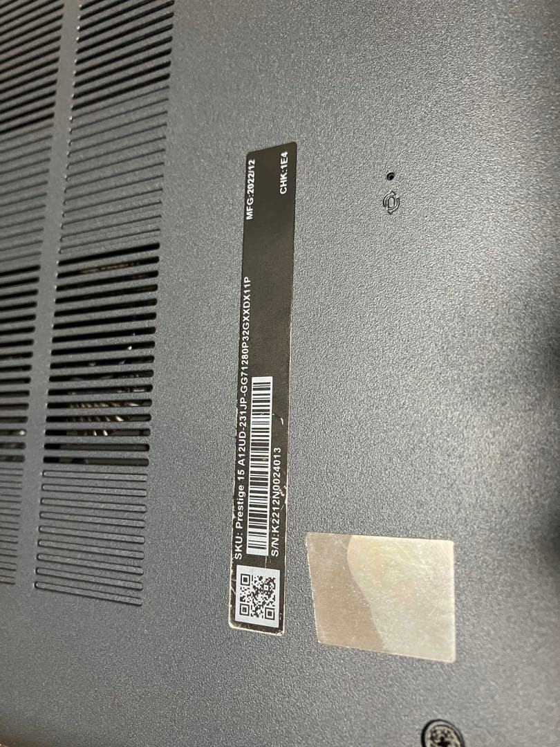 ジャンク MSI Prestige-15-A12UD-231JP