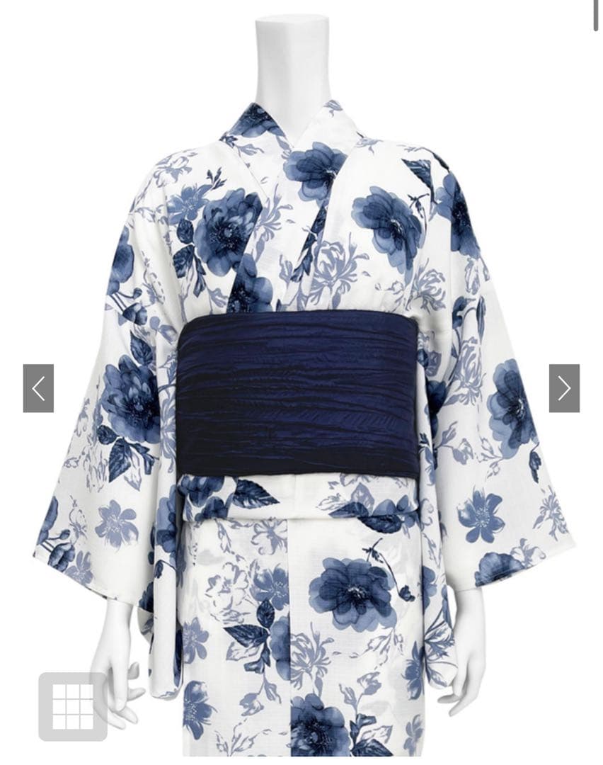 水彩花柄浴衣セット[gi1519]ラメシアーしわ兵児帯[km118] セット