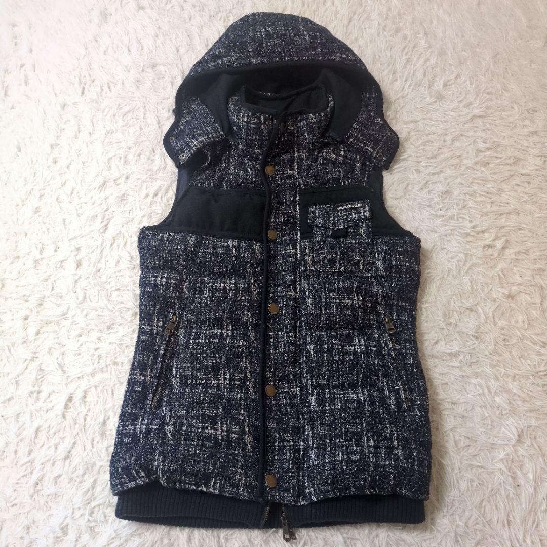 1PIU1UGUALE3 RELAX　ストレッチツイード　ダウンベスト　青系