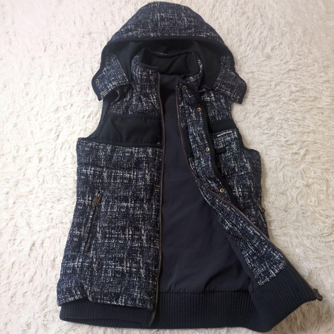 1PIU1UGUALE3 RELAX　ストレッチツイード　ダウンベスト　青系