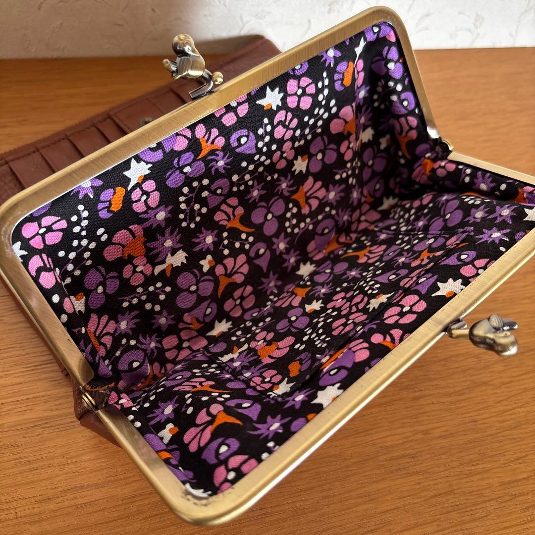 つむぎ◆ANNA SUI◆定価25300円 「ハミング」がま口長財布 牛革