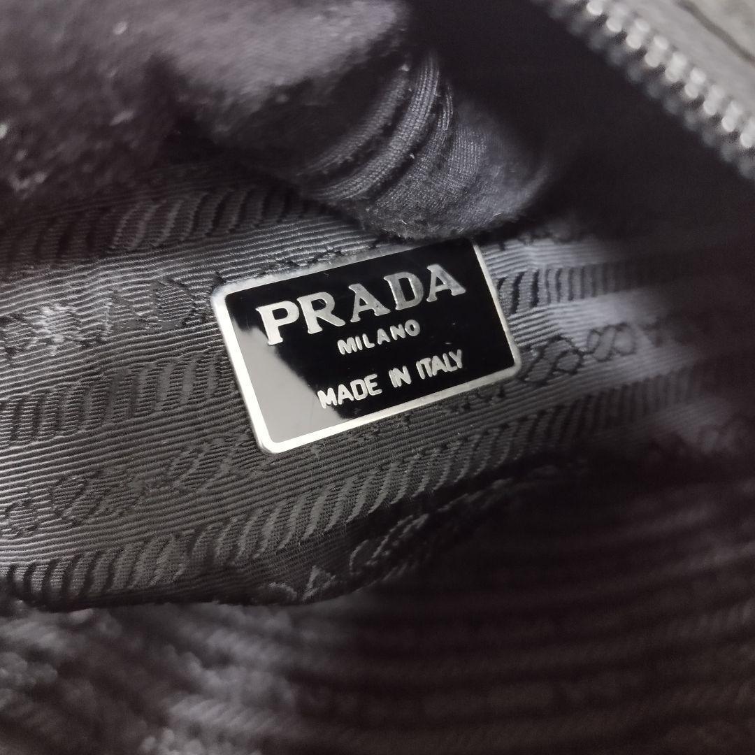 美品☆　プラダ　シルバーチェーン　ショルダーバッグ　ナイロン　三角ロゴプレート
