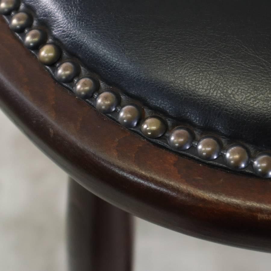 6脚まとめ買い3 ルーマニア製 ハイスツール ビーチ材 ブラック PVCレザー