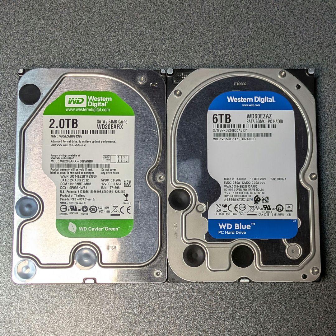3.5インチ HDD 2個セット 6TB+2TB
