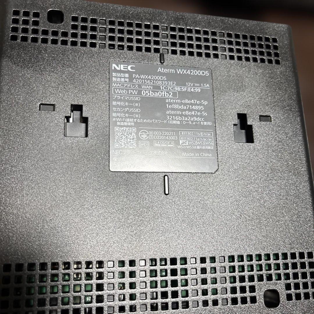 NEC Aterm PA-WX4200D5 Wi-Fi 6対応 高性能ルーター