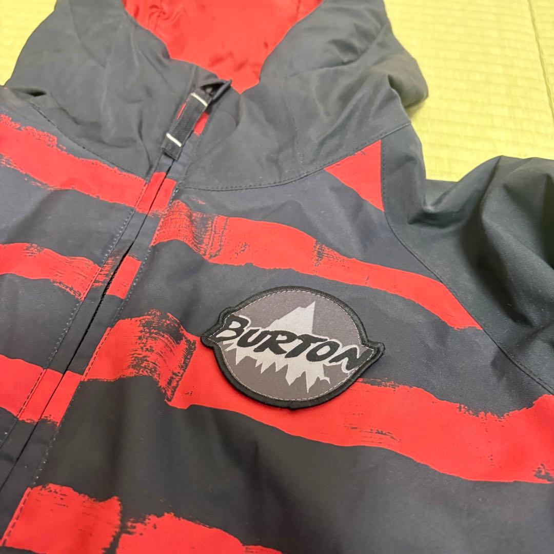 BURTON スノーボードウェア XL 赤黒ストライプ150〜160