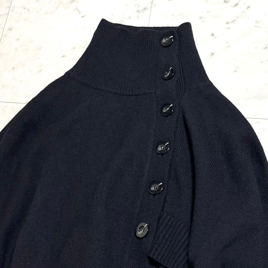 美品 ENFOLD ウールニットケープ ポンチョ アシンメトリー ブラック 38