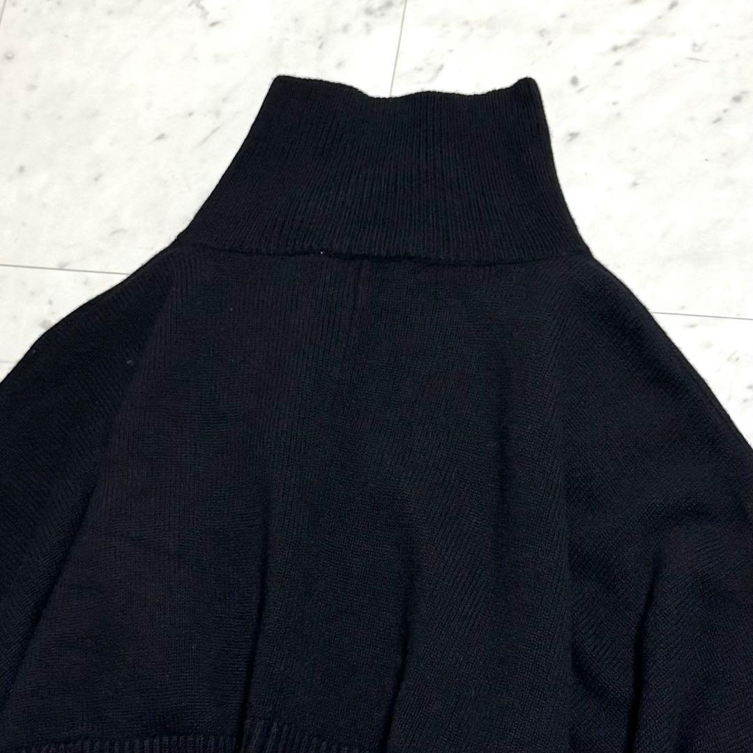 美品 ENFOLD ウールニットケープ ポンチョ アシンメトリー ブラック 38