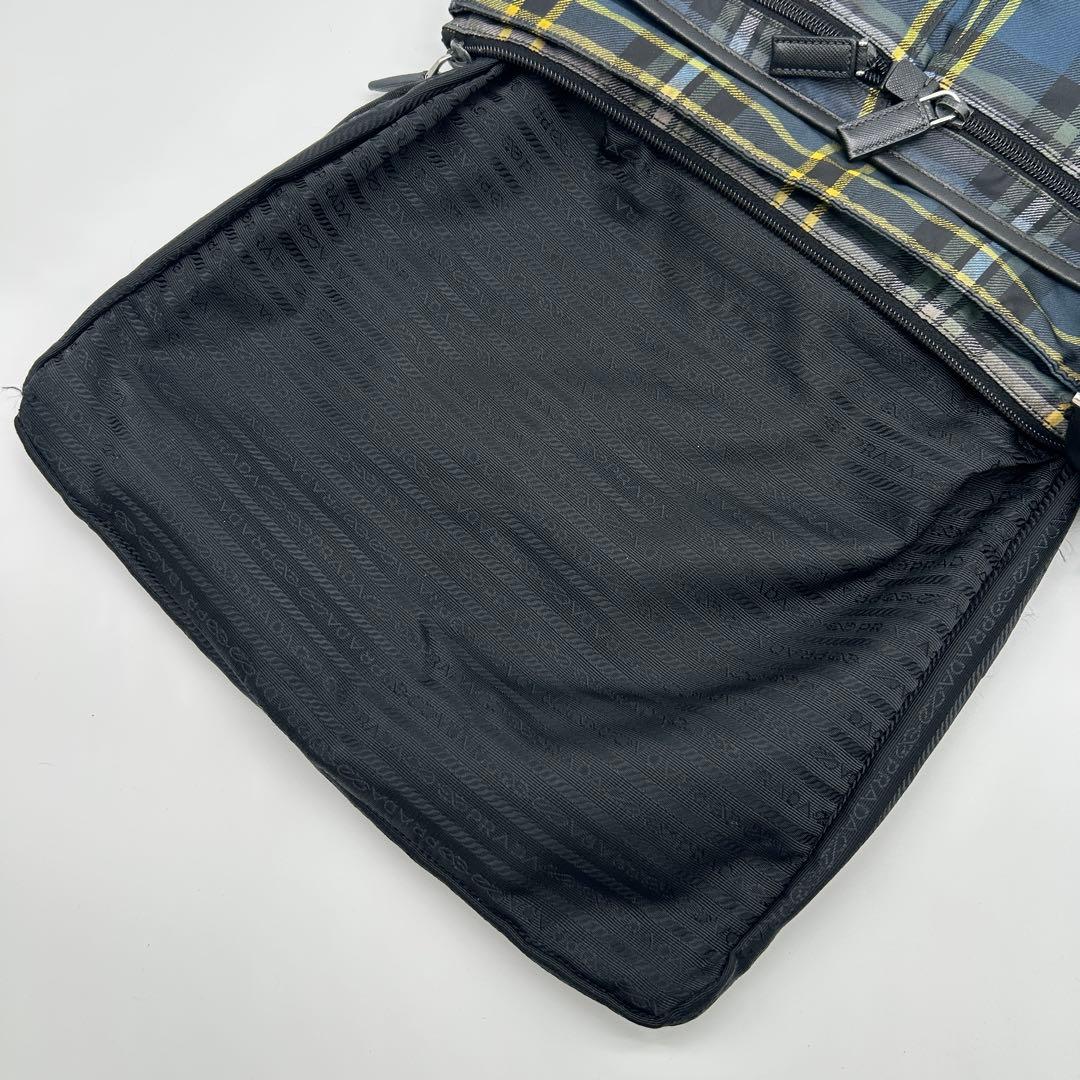 プラダ ショルダーバッグ タータンチェック ナイロン グリーン VA0220