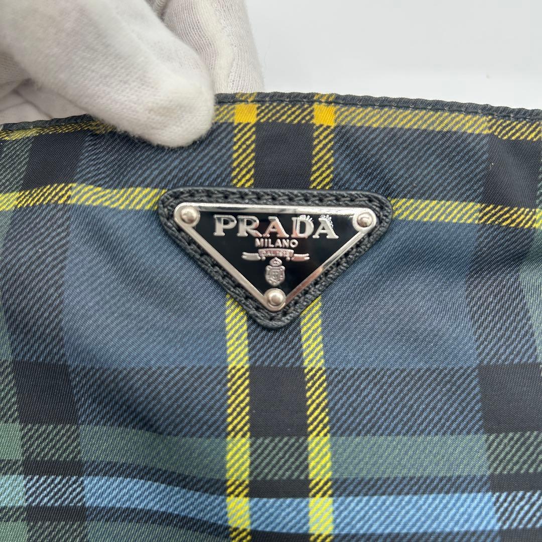 プラダ ショルダーバッグ タータンチェック ナイロン グリーン VA0220