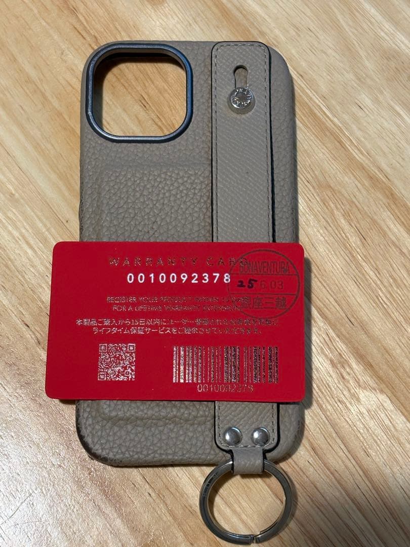 ベージュ iPhone用ケース ストラップ付き