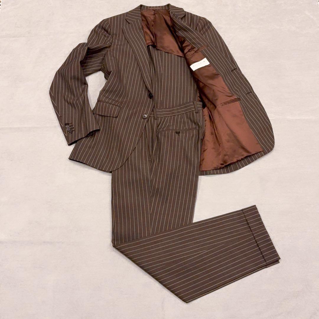 極美品 トゥモローランド ピルグリム ブラウン ストライプ スーツ