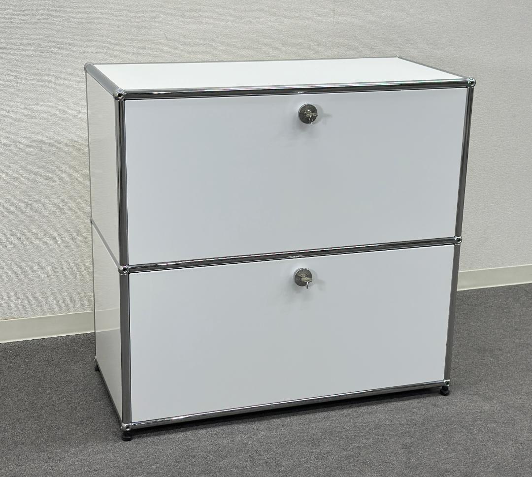 正規品■USMハラー■キャビネット　1列2段　白　鍵つき　パーソナルロッカー